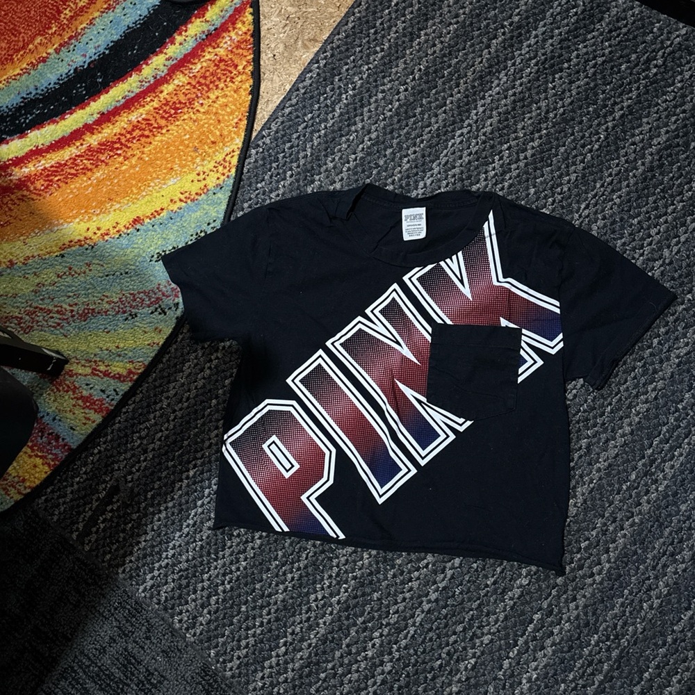 PINK Victoria's Secret Crop Top in Black and Burgundy